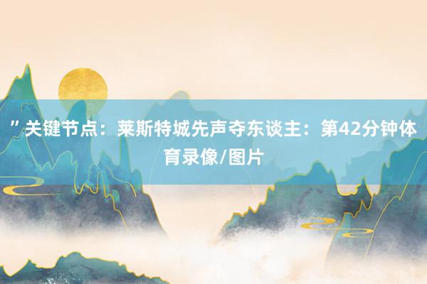 ”关键节点：莱斯特城先声夺东谈主：第42分钟体育录像/图片