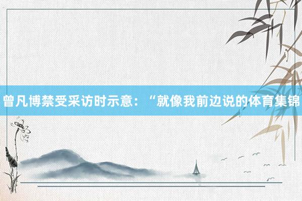 曾凡博禁受采访时示意：“就像我前边说的体育集锦