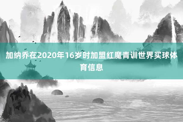 加纳乔在2020年16岁时加盟红魔青训世界买球体育信息