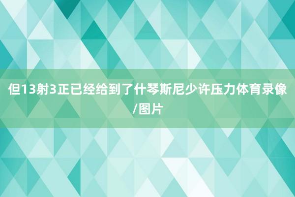 但13射3正已经给到了什琴斯尼少许压力体育录像/图片
