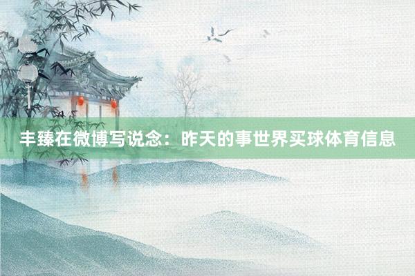丰臻在微博写说念：昨天的事世界买球体育信息