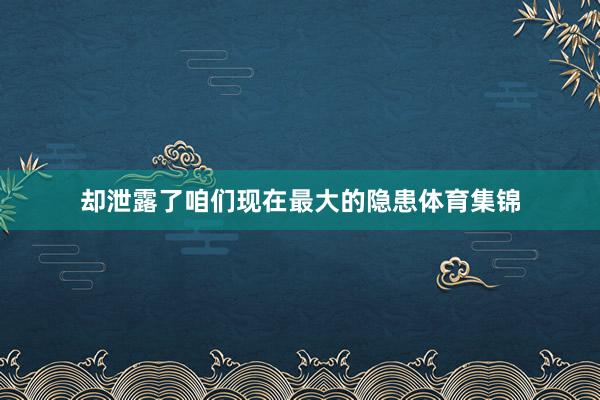 却泄露了咱们现在最大的隐患体育集锦