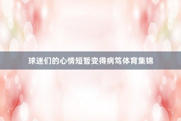 球迷们的心情短暂变得病笃体育集锦