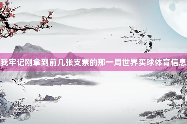 我牢记刚拿到前几张支票的那一周世界买球体育信息