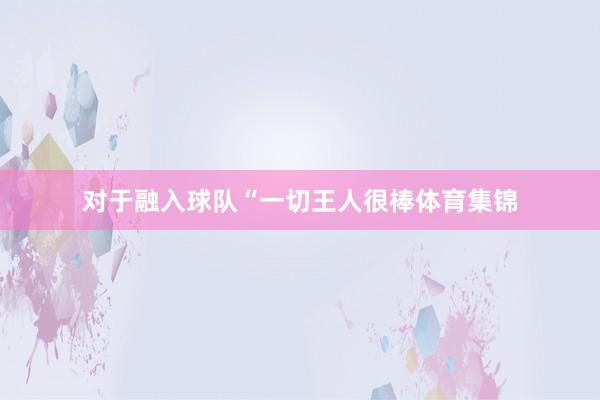对于融入球队“一切王人很棒体育集锦