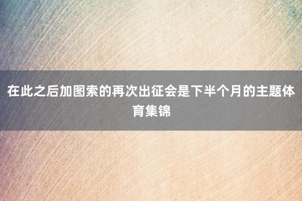 在此之后加图索的再次出征会是下半个月的主题体育集锦