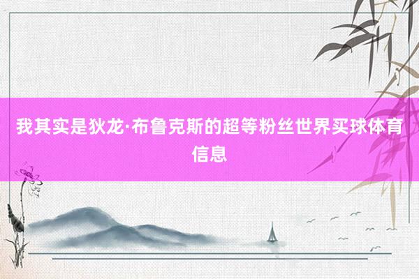我其实是狄龙·布鲁克斯的超等粉丝世界买球体育信息