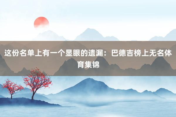 这份名单上有一个显眼的遗漏：巴德吉榜上无名体育集锦